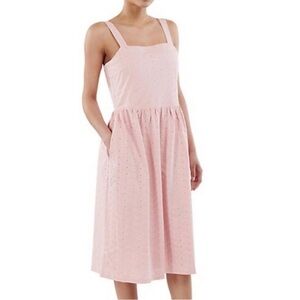 Barbour Hopewell Eyelet Embroidered Midi Dress in Petal Pink